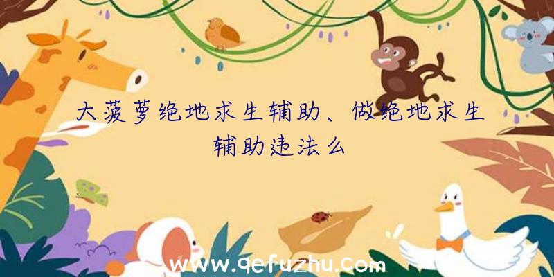 大菠萝绝地求生辅助、做绝地求生辅助违法么