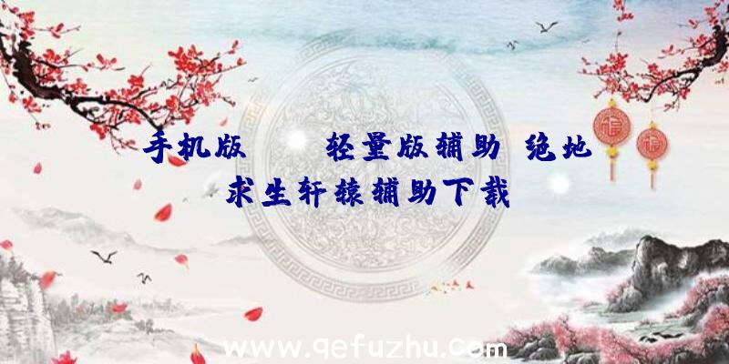 手机版pubg轻量版辅助、绝地求生轩辕辅助下载