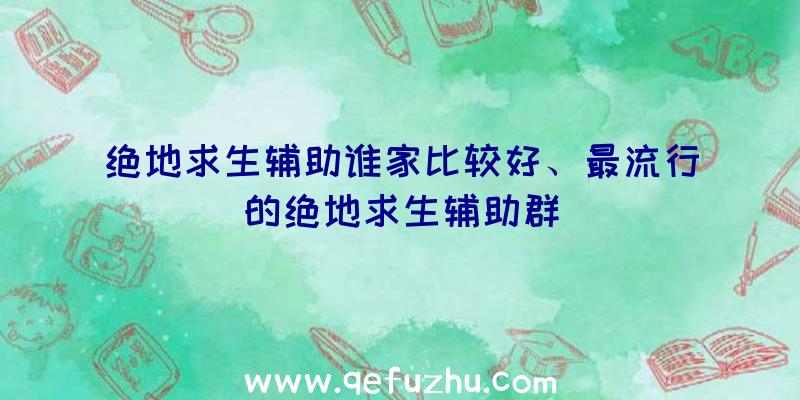 绝地求生辅助谁家比较好、最流行的绝地求生辅助群