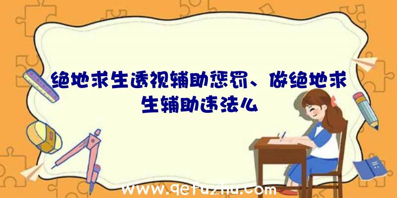 绝地求生透视辅助惩罚、做绝地求生辅助违法么