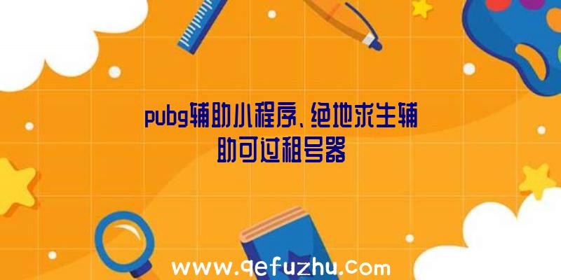 pubg辅助小程序、绝地求生辅助可过租号器