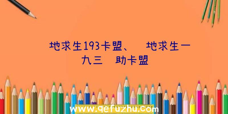 绝地求生193卡盟、绝地求生一九三辅助卡盟