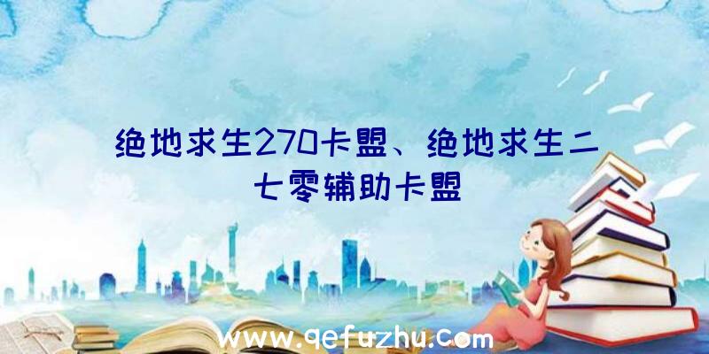 绝地求生270卡盟、绝地求生二七零辅助卡盟