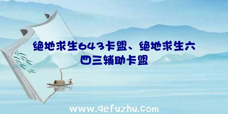 绝地求生643卡盟、绝地求生六四三辅助卡盟