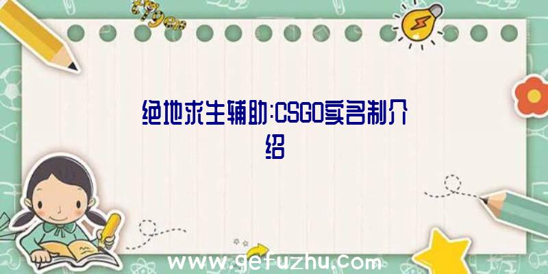 绝地求生辅助:CSGO实名制介绍